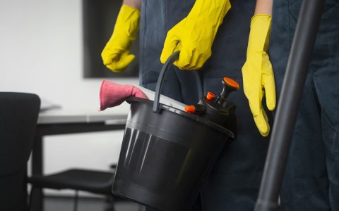 side-view-people-cleaning-building